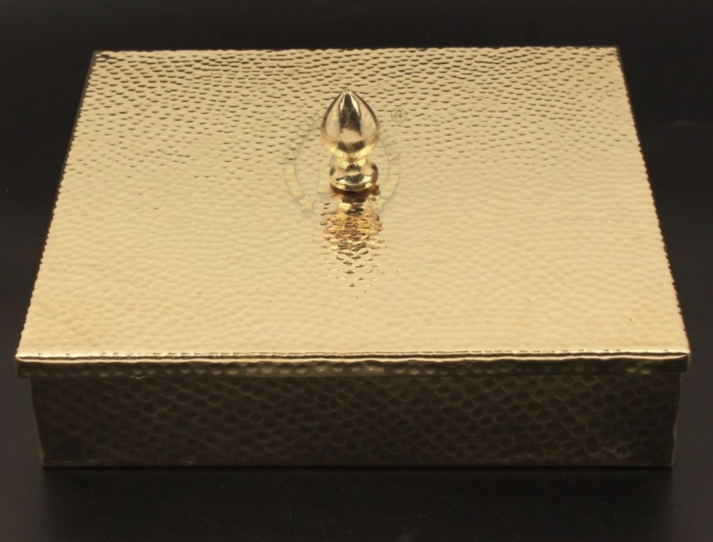 Square Brass Masala Box – Traditional Spice Organizer for Indian Kitchens