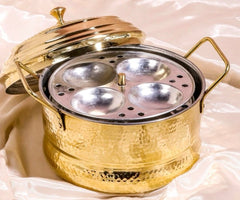 Traditional Brass Idli Cooker with 3 Idli Plates | Handcrafted Steamer-3