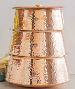 Elegant Matt Brass Serving Donga with Lid-3