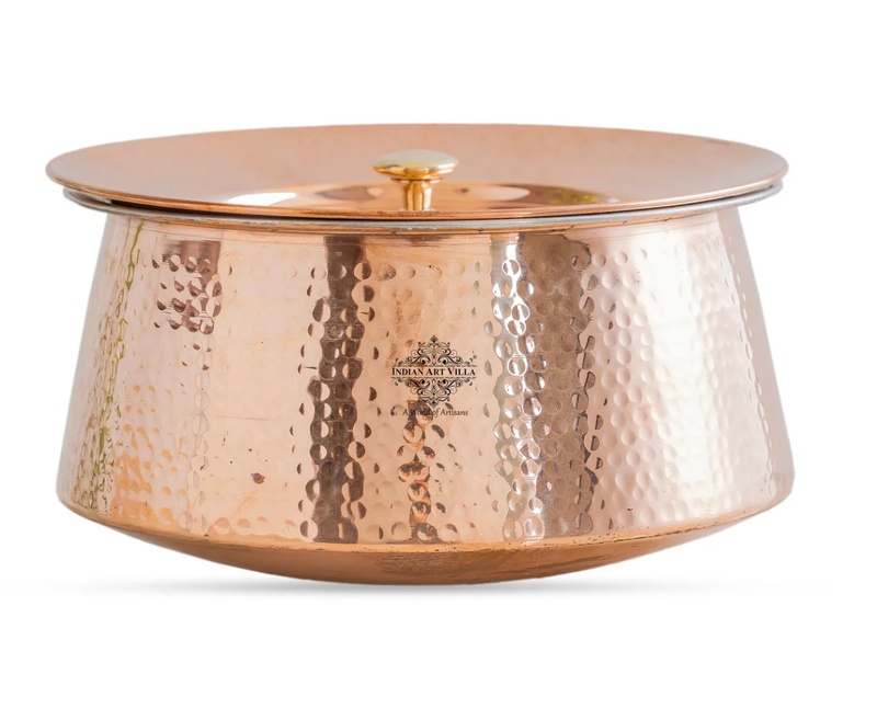 Elegant Matt Brass Serving Donga with Lid-1