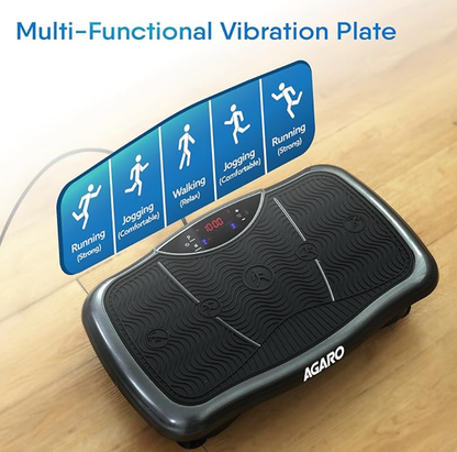 AGARO Regal Vibration Plate Massager, Home & Gym Workout Machine For Muscle Toning, Calorie Burning, Massaging, Weight Loss, Pain Relief & Comes With 5 Program Mode With Remote,2 Balance Straps, Black