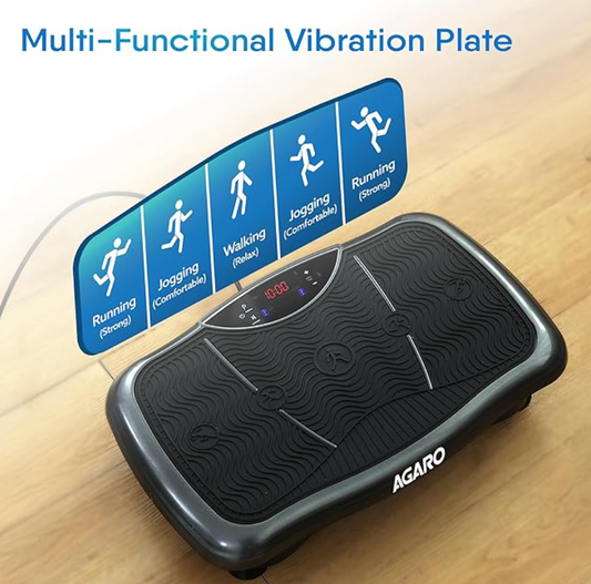AGARO Regal Vibration Plate Massager, Home & Gym Workout Machine For Muscle Toning, Calorie Burning, Massaging, Weight Loss, Pain Relief & Comes With 5 Program Mode With Remote,2 Balance Straps, Black