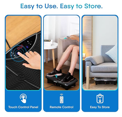 AGARO Regal Vibration Plate Massager, Home & Gym Workout Machine For Muscle Toning, Calorie Burning, Massaging, Weight Loss, Pain Relief & Comes With 5 Program Mode With Remote,2 Balance Straps, Black