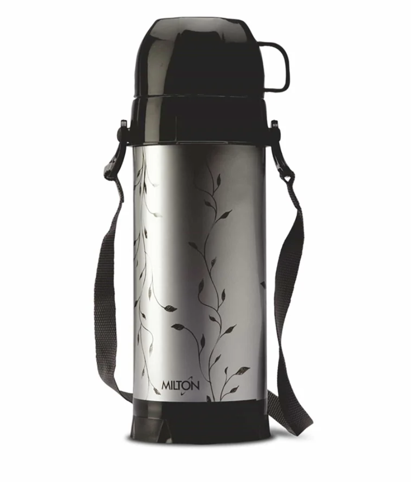 Milton Eiffel 1000 Plastic Insulated Hot & Cold Cold Flask, 910 ml, Black | Easy to Carry | BPA Free | Easy Grip | Food Grade | Odour Proof | Light Weight