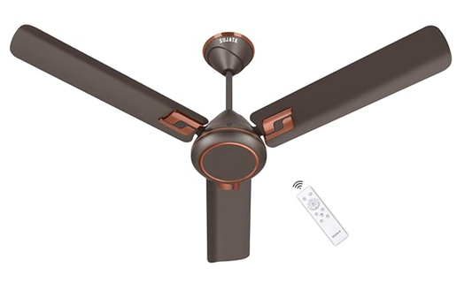 Sujata BLDC Fan | 3-Year Warranty | Ceiling Fan for Living Room/Bedroom with Remote Control, Powerful airflow, BEE Star Rated, Decorative ceiling fan (Smoke Brown Copper - Kinetica)