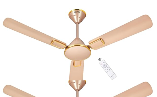 Sujata BLDC Fan | 3-Yrs Warranty | Ceiling Fan for Living Room/Bedroom with Remote Control, High caliber, H-Class insulation winding, BEE Star Rated, Decorative ceiling fan (Topaz Gold-Impresso)