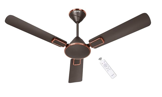Sujata BLDC Fan | 3-Year Warranty | Ceiling Fan for Living Room/Bedroom with Remote Control, High caliber, H-Class insulation winding, BEE Star Rated, Decorative ceiling fan (Matt B. Copper-Impresso)