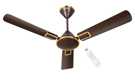 Sujata BLDC Fan | 3-Yrs Warranty | Ceiling Fan for Living Room/Bedroom with Remote Control, High caliber, H-Class insulation winding, BEE Star Rated, Decorative ceiling fan (Tera Brown Gold-Impresso)
