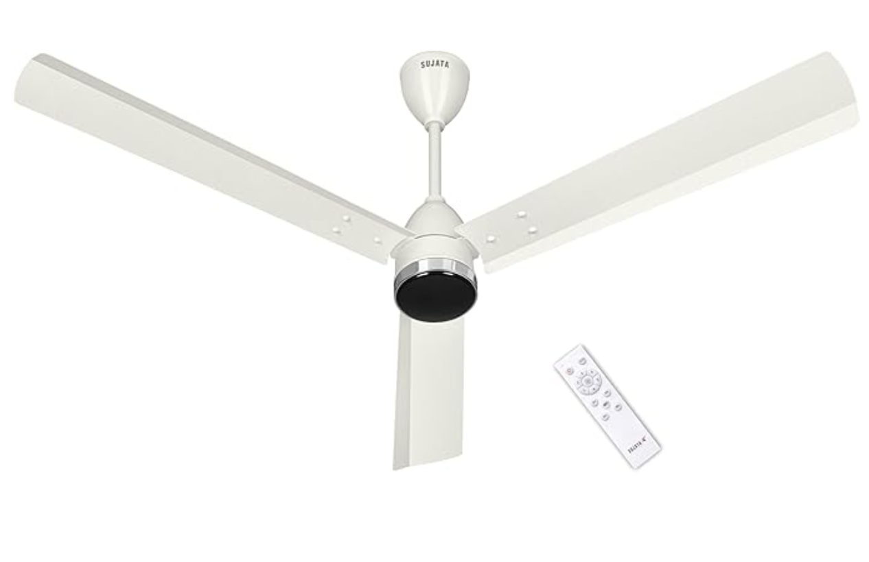 Sujata BLDC Fans Ceiling 1200mm | 3 Years Warranty | BLDC Ceiling Fan with Remote Control, 5 Star BEE Rating Energy Efficient, 100% Copper Winding, High Air Delivery (Slim Air - Pearl White Chrome)