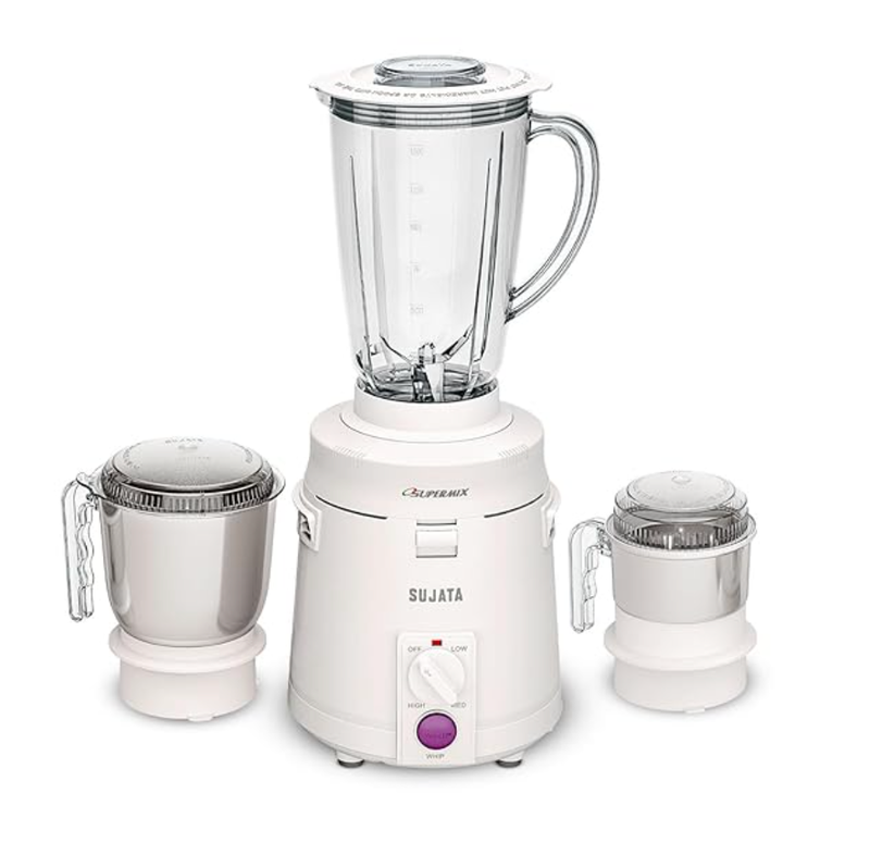 Sujata Supermix 900 Watts Mixer Grinder | 22000 Rotations Per Min | 90 Minutes Continuous Running | 3 Versatile Jars 1750 ml, 1000 ml and 400 ml-1