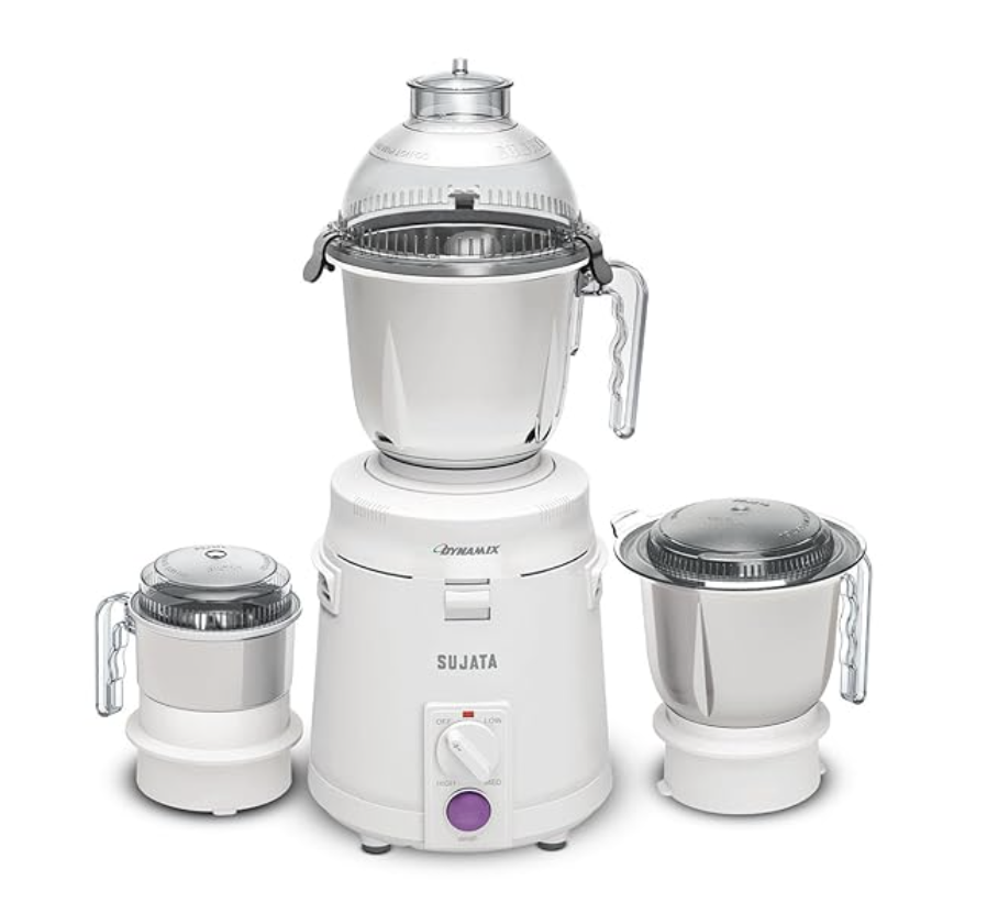 Sujata Dynamix 900 Watts Mixer Grinder | 22000 Rotations Per Min | 90 Minutes Continuous Running | 3 Versatile Jars 1500 ml, 1000 ml and 400 ml