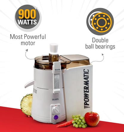 Sujata Powermatic 900 Watts Juicer | 22000 Rotations Per Min | 90 Minutes Continuous Running | Without Jar