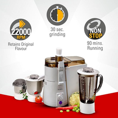 Sujata Powermatic Maxima 900 Watts All-In-One Juicer Mixer Grinder | 22000 Rotations Per Min | 90 Minutes Continuous Running | 3 Versatile Jars 1750 Ml, 1000 Ml And 400 Ml, White-2