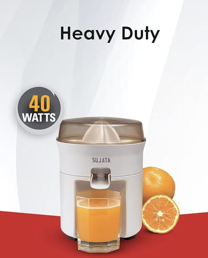 சுஜாதா சிட்ரோமேடிக் தி எக்ஸ்பர்ட் சிட்ரஸ் ஜூஸர் | 40 வாட்ஸ் | நிமிடத்திற்கு 110 சுழற்சிகள் | சிறப்பு எலுமிச்சை பிரஸ் உடன் 