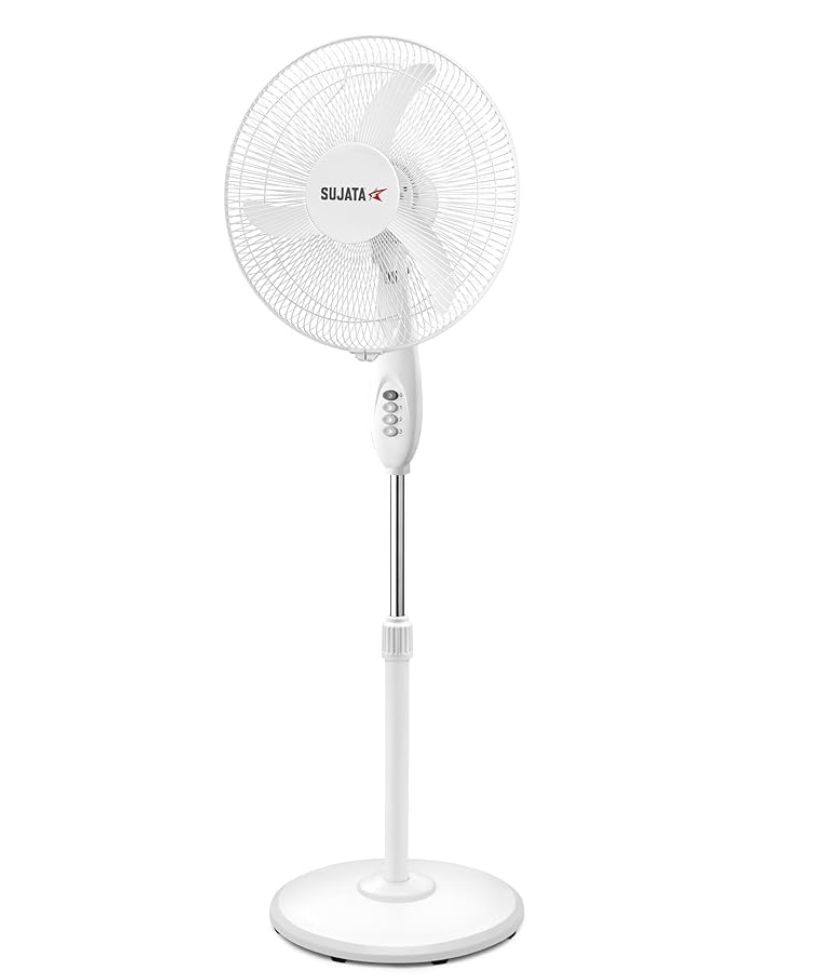 Sujata Pedestal Fan | 2 Years Warranty | 230 Volt, 400 MM Oscillating Stand Fan, Pedestal Fan High Speed with 2200 RPM Motor, Tilt Mechanism, 100% Copper Winding Motor (SPF54 HS - White)