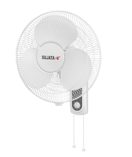 Sujata Wall Fan | 2 Years Warranty | Wall Fans for Home, Wall Fan for Kitchen, Wall Mount Fan with 400 mm Sweep & 100% Copper Motor & 120 Ribs Guard, 3-Speed Control (SWF27 - White)