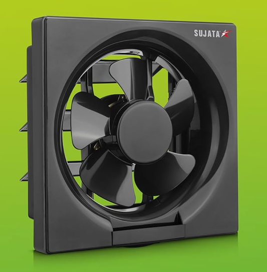 Sujata Exhaust Fan | 2 Yrs Warranty | 200mm, 230V, 1300 RPM, Exhaust Fan for Bathroom/Kitchen 8 inch, All Rooms 100% Copper Winding (EPB72 - Black)