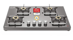 Sujata Premium AI Gas Stove | 9 Years Warranty | Gas Stove 4 Burners Glass Top Auto Ignition, SABAF, ISI Certified, LPG & PNG Compatible, 360° Rotating Brass Gas Nozzle, Jumbo Brass Burner (Black)-1