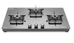 Sujata Premium Gas Stove | 9 Years Warranty | 3 Burner Gas Stove Glass Top, SABAF, ISI Certified, LPG & PNG Compatible, 360° Rotating Brass Gas Nozzle, Jumbo Brass Burner (Black)-1