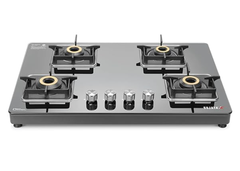 Sujata Premium Gas Stove | 9 Years Warranty | 4 Burner Gas Stove Glass Top, SABAF, ISI Certified, LPG & PNG Compatible, 360° Rotating Brass Gas Nozzle, Jumbo Brass Burner (Black)-1