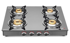 Sujata Gas Stove | 9 Years Warranty | 4 Burner Gas Stove Glass Top, 4 Burner Stove, ISI Certified, SABAF Valve with LPG & PNG Compatible, 360° Rotating Nozzle, 8mm Toughened Glass (Standard - Black)-1