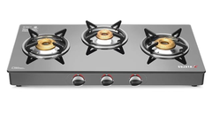Sujata Open Gas Stove 3 Burners | 9 Years Warranty | 3 Burner Gas Stove Glass Top, Stove 3 Burner, ISI Certified, SABAF Valve with LPG & PNG Compatible, 360° Nozzle, 8mm Thick Glass Standard - Black-1