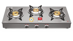Sujata Auto Ignition Gas Stove 3 Burner | 9 Years Warranty | 3 Burner Gas Stove Glass Top, Stove 3 Burners, ISI Certified, SABAF Valve, LPG & PNG Compatible, 360° Rotating Nozzle (Standard, Black)-1