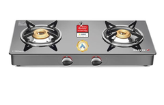 Sujata Standard Gas Stove 2 Burners | 9 Years Warranty | Stove 2 Burner, 2 Burner Gas Stove Glass Top, ISI Certified, SABAF Valve, LPG & PNG Compatible, 360° Nozzle (Black)-1