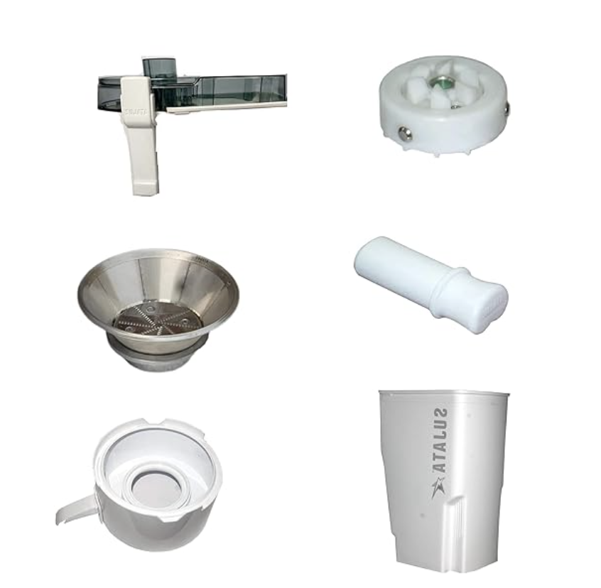 6 Piece Sujatajuicer Attachements For Supermix, Dynamix Models | Juicer Cover | Jali Cover | Motor Coupler | Jali Pot | Waste Pot | White