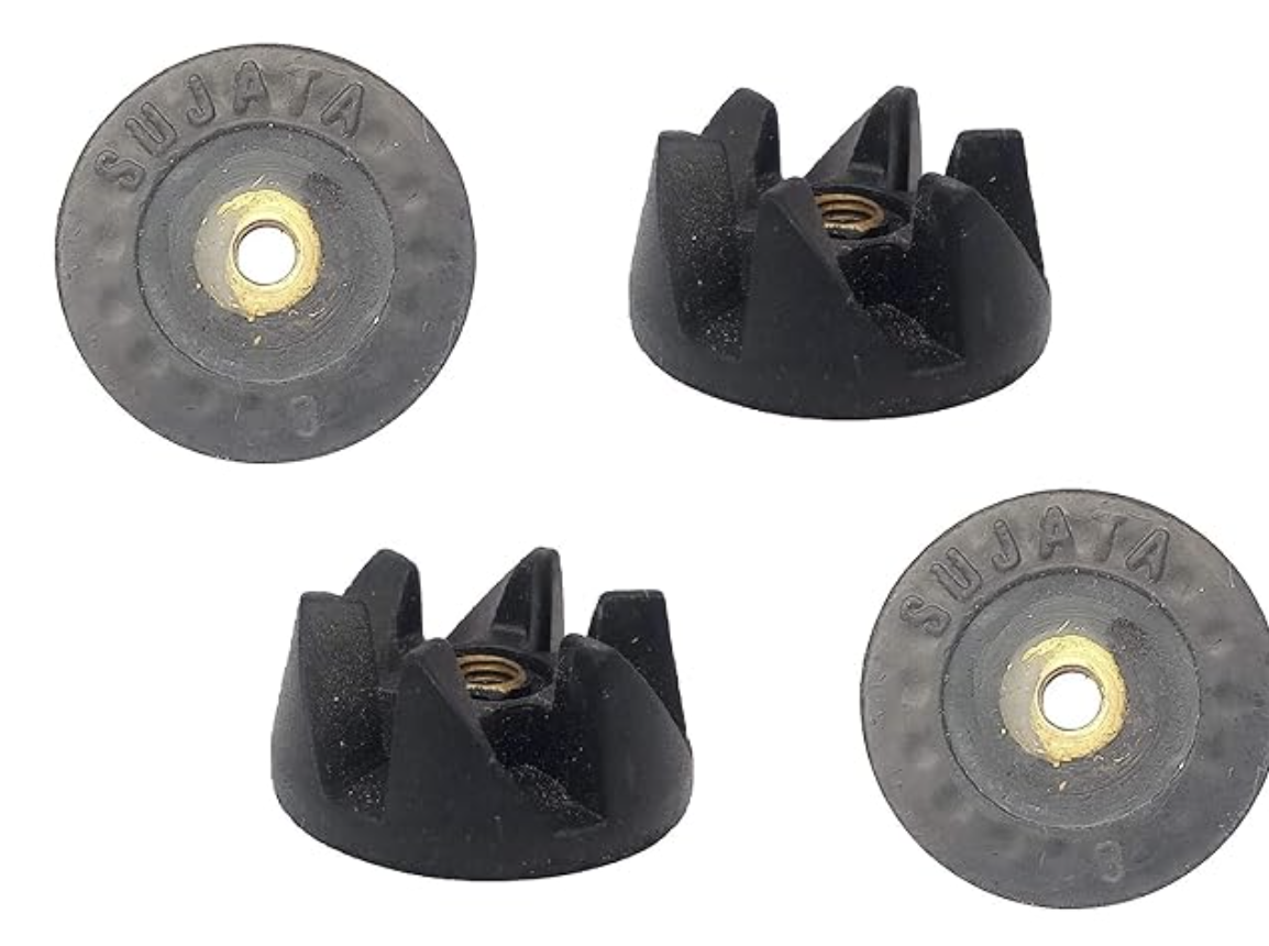 Rubber Jar Couplers for All "SUJATA" Mixer Grinder Jars (4 Units, Black)