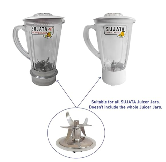 SUJATA Juicer Jar "Bush Plate, Blade, Coupler Gear, Gasket" Set | Juicer Mixer Grinder Replacement Parts | 1 Set (Steel, Rubber)