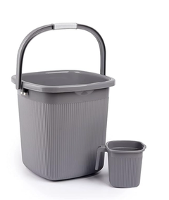 Nayasa Rimmy Plastic Bucket Set for Bathroom | Bucket and Mug (25 Liters & 1.5 Liters) | Bathroom Set of 2 | Bathroom Accessories Set | Bathroom Bucket Set | Grey-1
