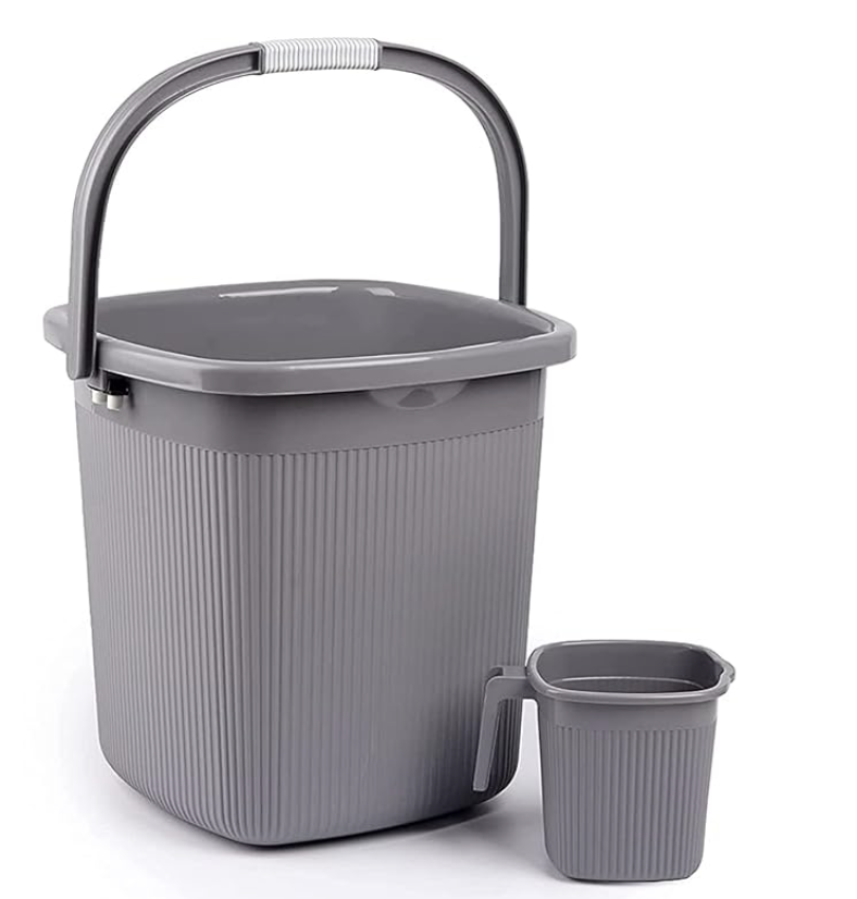 Nayasa Rimmy Plastic Bucket Set for Bathroom | Bucket and Mug (18 Liters & 1.5 Liters) | Bathroom Set of 2 | Bathroom Accessories Set | Bathroom Bucket Set | Grey