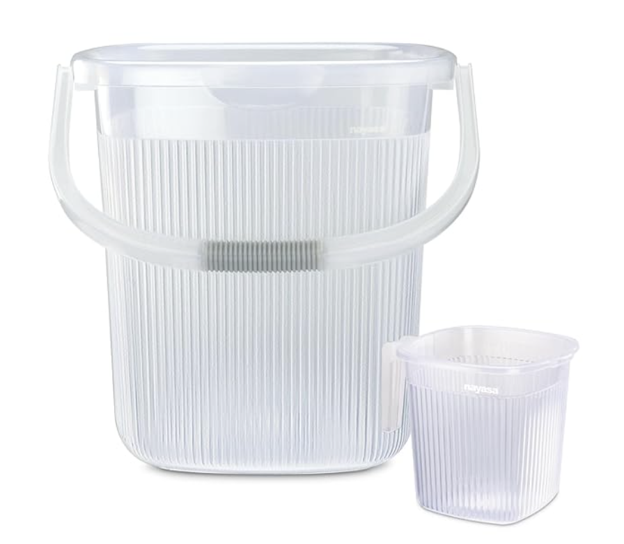 Nayasa Rimmy Plastic Bucket Set for Bathroom | Bucket and Mug (18 Liters & 1.5 Liters) | Bathroom Set of 2 | Bathroom Accessories Set | Bathroom Bucket Set | Transparent