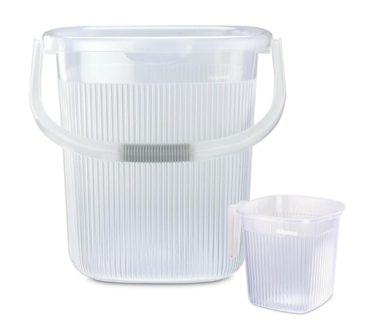 Nayasa Rimmy Plastic Bucket Set for Bathroom | Bucket and Mug (18 Liters & 1.5 Liters) | Bathroom Set of 2 | Bathroom Accessories Set | Bathroom Bucket Set | Transparent