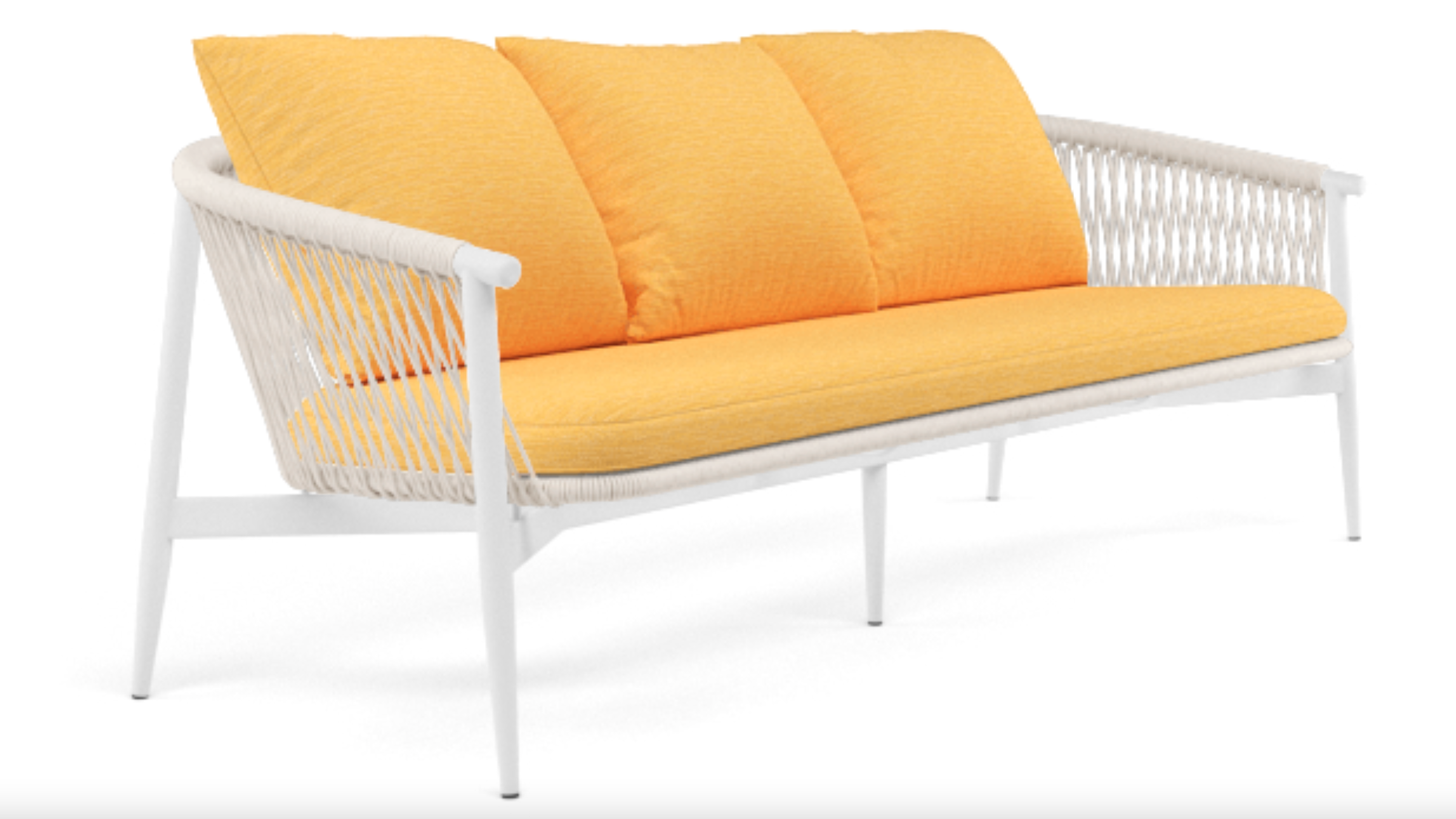Amvi Outdoor Sofa Set 3 Seater , 2 Single seater and 2 Center Table Set (White + Yellow) Braided & Rope
