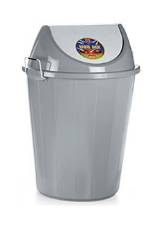 ARISTO Swing Lid Garbage Waste Dustbin with Metal Side Handle 60 ltr (GREY)-1
