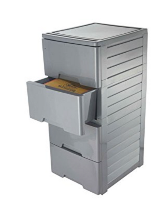 ARISTO Xtra Large 4 Drawer Plastic Modular Chest Storage Organizer,Grey Color