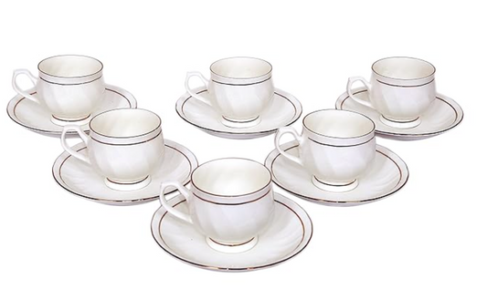 Clay Craft Cup Saucers 12 Pcs Set Karina 110 Gold Line
