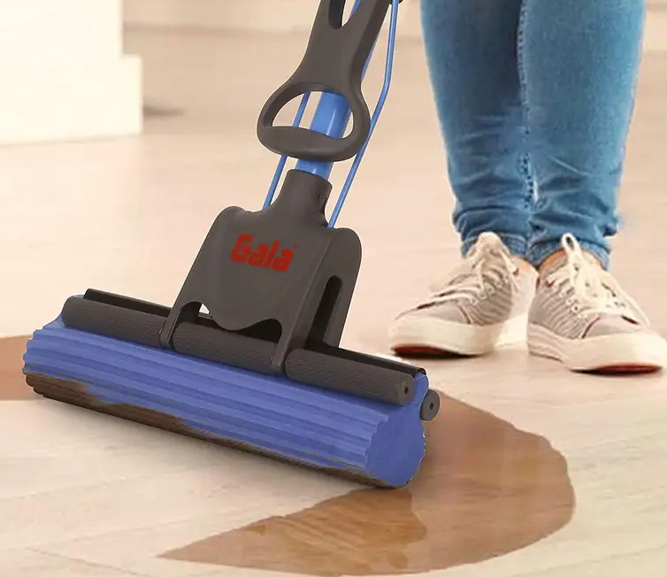 Gala PVA Sponge Mop for Floor Cleaning, Stainless Steel butterfly mop for cleaning floor, Sponge Mop stick for Bathroom Cleaning (Blue)