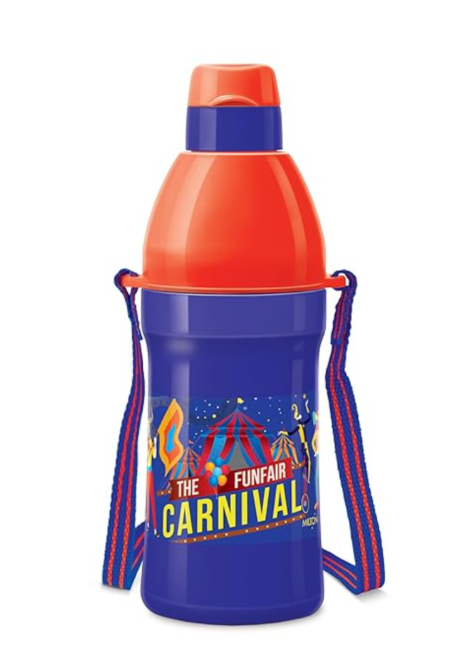 MILTON Kool Joy 400 Plastic Insulated Water Bottle with Straw for Kids, 400 ml, Blue | School Bottle | Picnic Bottle | Sipper Bottle | Leak Proof | BPA Free | Food Grade | Easy to Carry