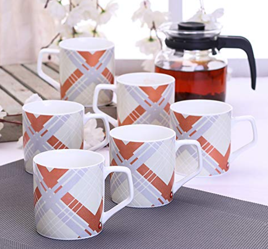 क्ले क्राफ्ट - डायरेक्टर कॉफी मग सेट, 6 पीस, 230 मिली, हिल्टन 373, बहुरंगी, स्टैंडर्ड (CM-DIRECTOR-HILTON-373)