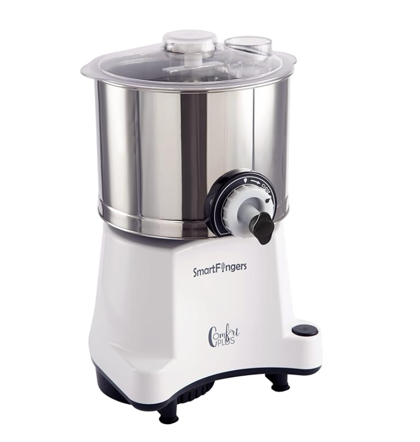Smart Fingers Stainless Steel Comfort Plus Table Top Magic Wet Grinder 110V 60Hz (2 L) For Usa Canada And Japan Only, White