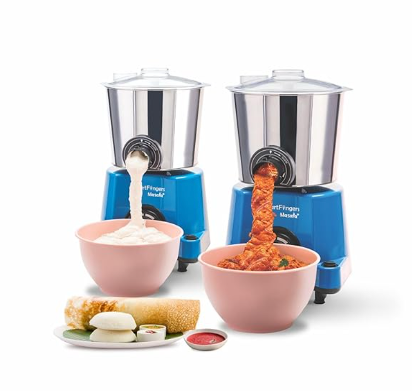 Smart Fingers Masala + ' W2 ' Table Top Masala Wet Grinder 230V 50hz, 2 Liter, Blue