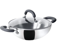 Meyer Trivantage Nickel Free Stainless Steel Triply Kadai | Steel Kadhai with Lid | Stainless Steel Kadhai | Kadhai for deep Fry, 26cm, Silver-1