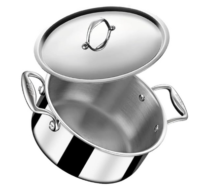 Stahl Triply Stainless Steel Sauce Pot with Lid | Stainless Steel Casserole | Tri Ply Biryani Pot with Induction Base | Artisan 4132, Dia 32 cm, 12.2 L