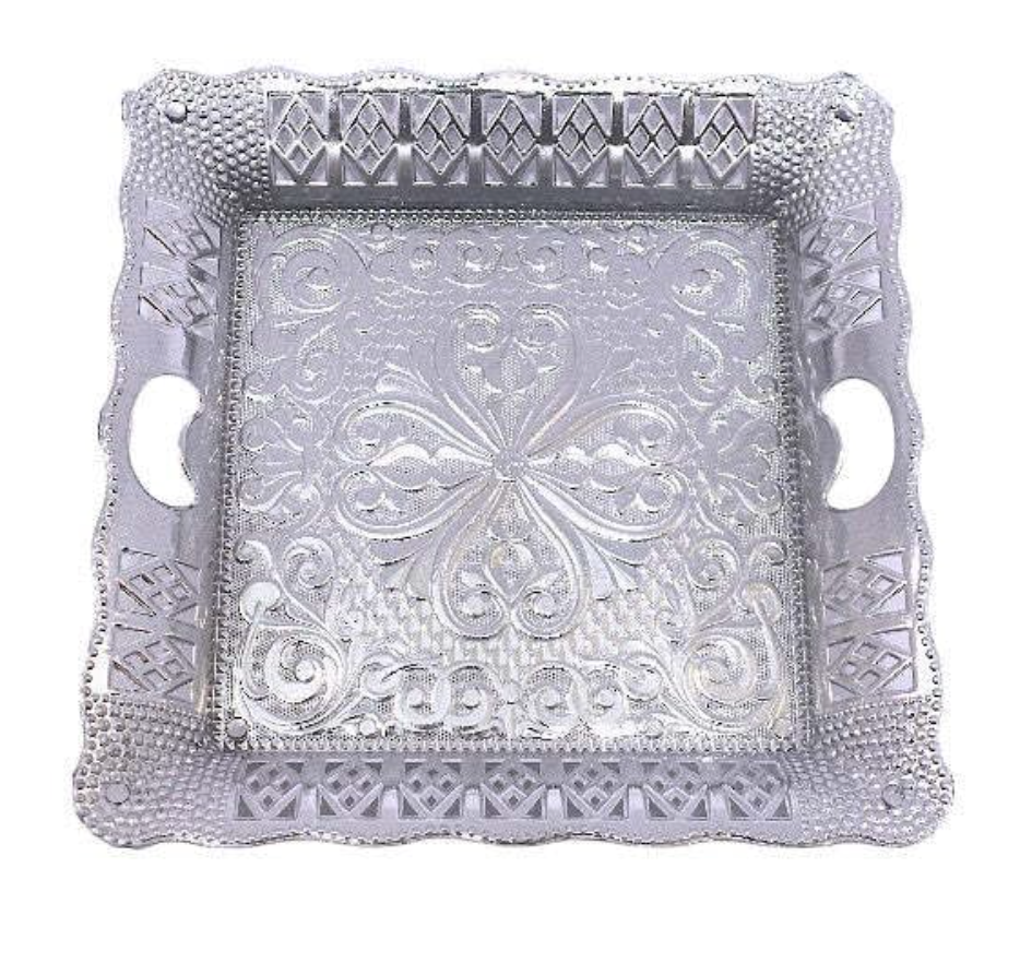 Silver Square Plastic Gift Hamper Tray | Elegant Silver Color | Ideal for Presenting Gifts, Treats, and Hampers | Perfect for Special Occasions and Celebrations | Size: 9 x 9 Inches-3
