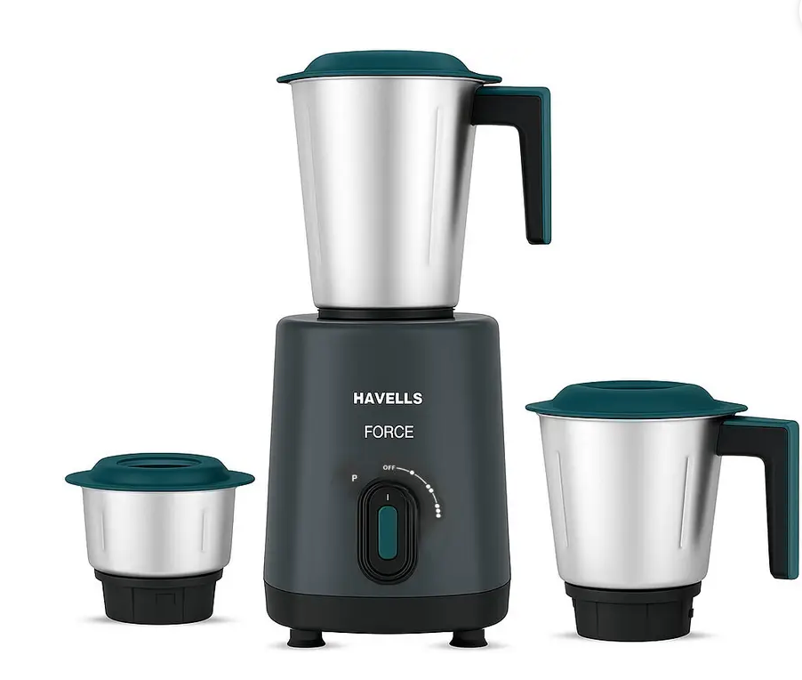 HAVELLS Force 500 W Mixer Grinder  (Force | 3 Jars | Black and Teal Green)