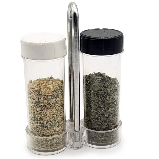Mahaware Polycarbonate Plastic Multipurpose Spice Container | Salt and Pepper Shaker Dispenser Set with Stand for Dining Table | Set of 1