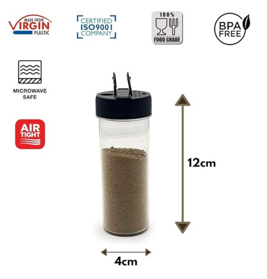 Mahaware Polycarbonate Plastic Multipurpose Spice Container | Salt and Pepper Shaker Dispenser Set with Stand for Dining Table | Set of 1